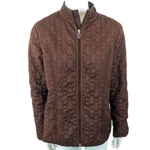 Vintage Disneyland Quilted Jacket Mickey Head Quilting Zipper Pull Womens Large